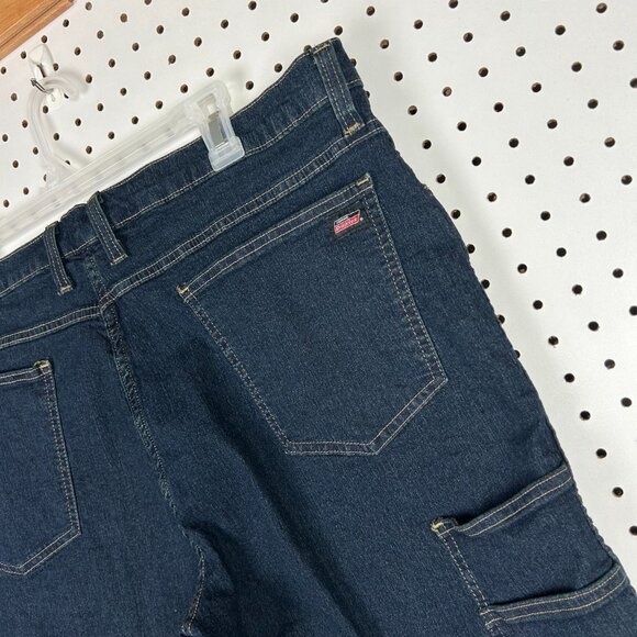 Dickies Wide Leg Denim Blue Jean Shorts Sz 38 Work Wear JNCO‎ Skate Baggy Faded - Picture 3 of 5